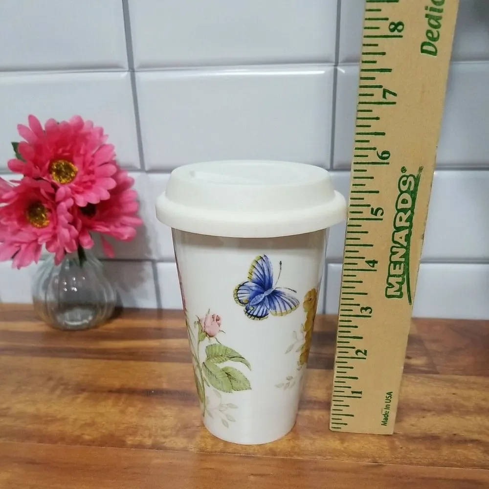 Lenox‎ Butterfly Meadow Thermal Travel Cup Mug with Silicone Lid -10 oz
